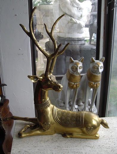 Polished Brass Deer Lying Down